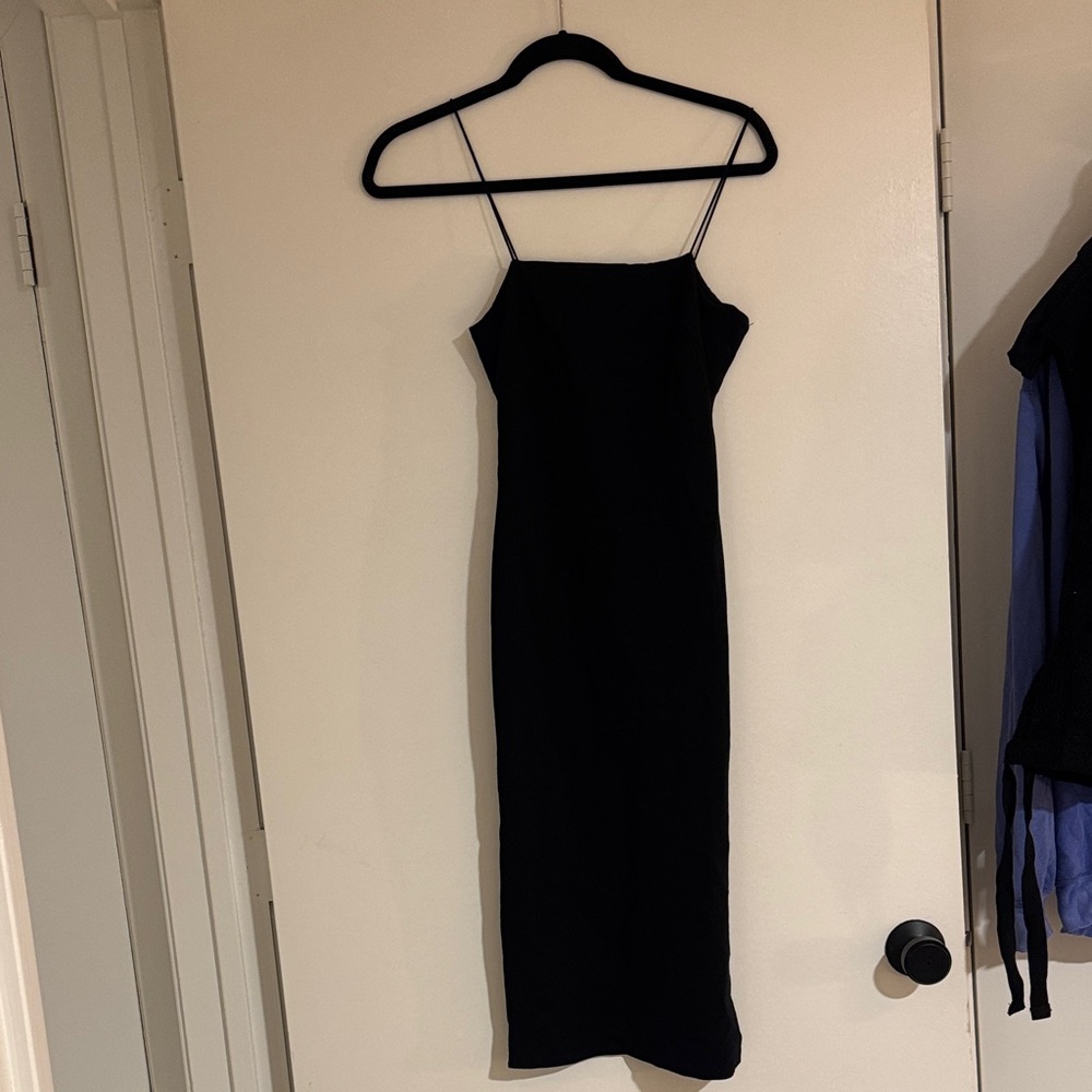 Miami Black Midi Dress with Spaghetti Straps